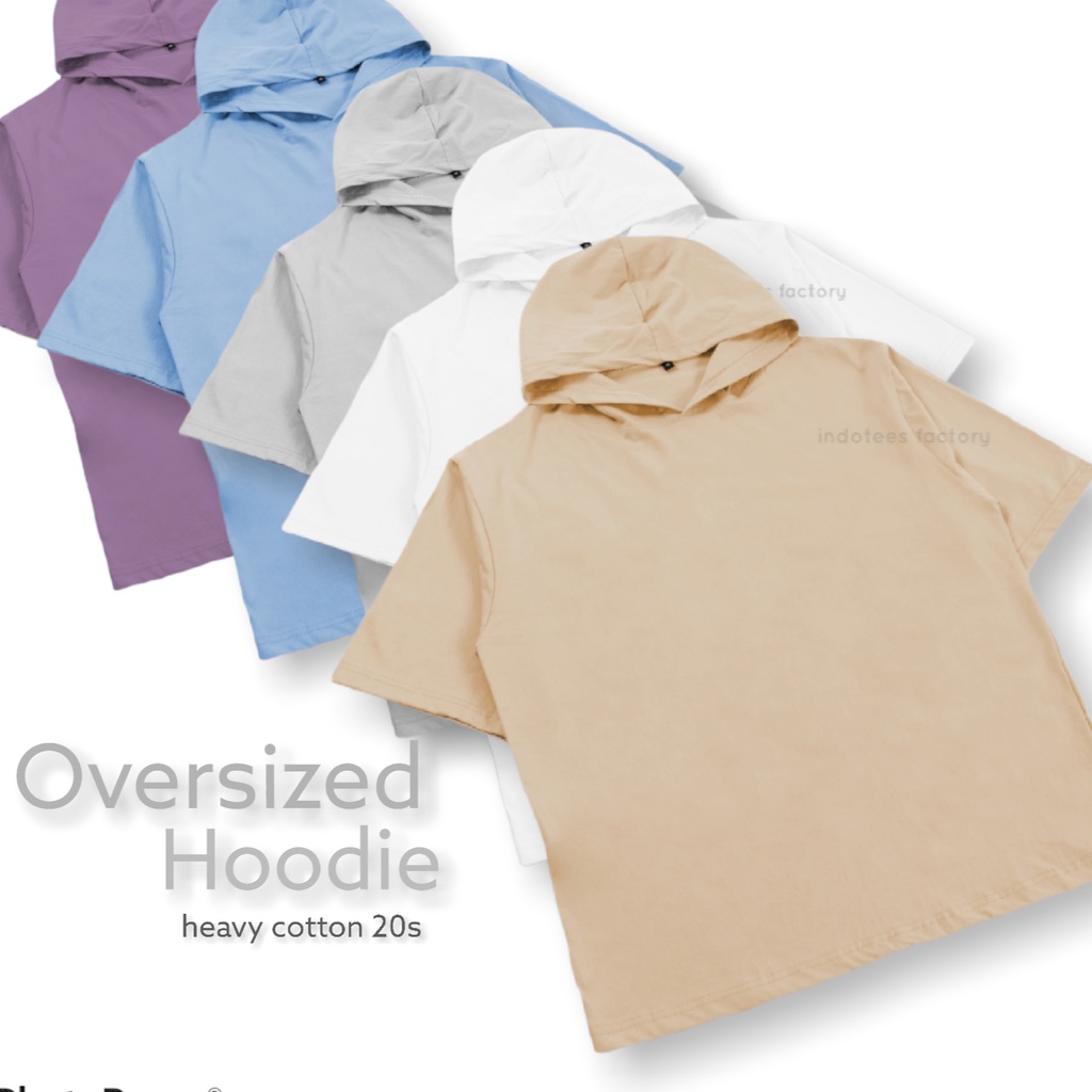 KAOS OVERSIZE HOODIE Polos Heavy Cotton 20s Tebal Pria &amp; Wanita Oversized Tshirt