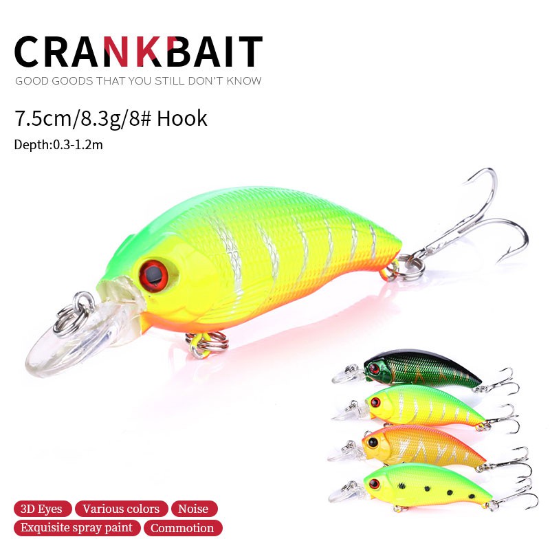 Hengjia 2PCS Umpan Pancing Crankbait Artifisial Keras 7.5cm 8.3g