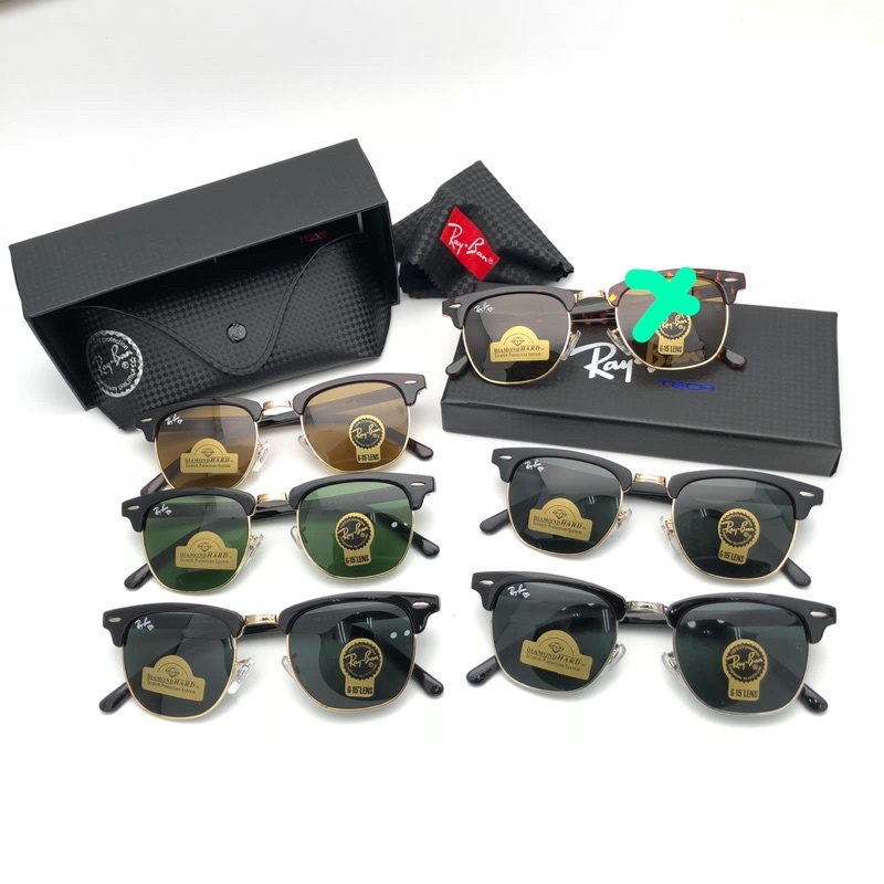 KACAMATA SUNGLASS RAYBXN CLUB MASTER PREMIUM QUALITY DIAMOND HARD BAHAN KACA BAHAN BESI ALUMINIUM SI