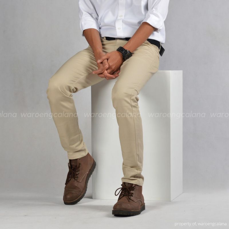 CELANA PANJANG CHINO CREAM BIG SIZE 36.38.40.42 CHINO PRIA BIG SIZE