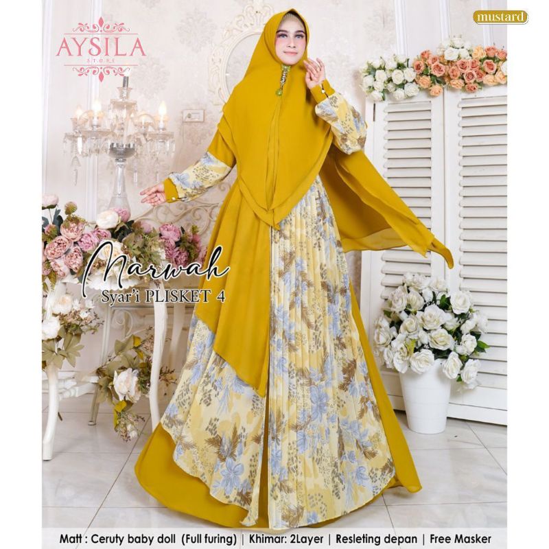 dress gamis syari marwah plisket 4