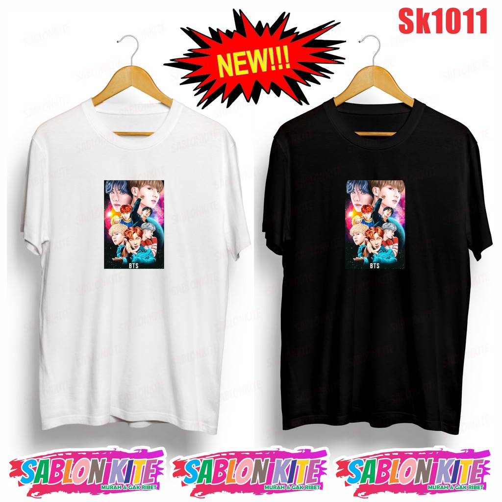 MURAH!!! KAOS KPOP SK1011 FOTO KARTUN JK SG FG RM V JIN JH JIN 8 WARNA UNISEX COMBED 30S