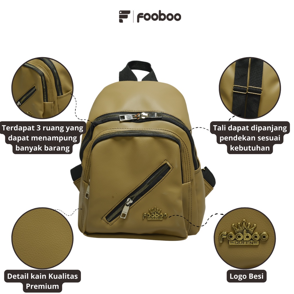 Foboo - Tas Ransel Mini Kulit sintetis Kualitas Premium Stylish untuk Jalan-Jalan