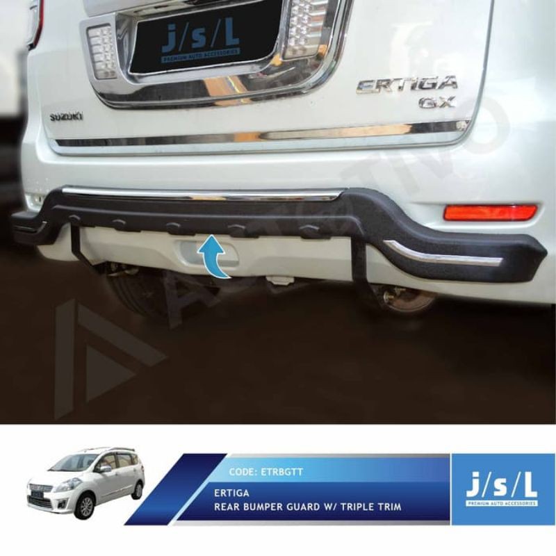 Pengaman Belakang Ertiga Rear Bumper Guard Triple Trim Chrome