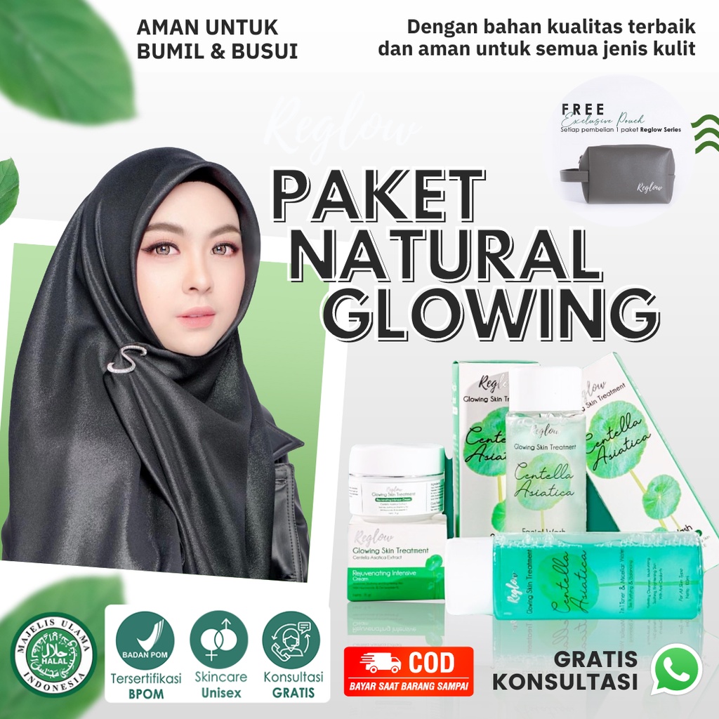 PAKET GLOWING SKINCARE REGLOW - Pembersih JERAWAT dan PEMUTIH Wajah Alami ( Original / Halal / BPOM 