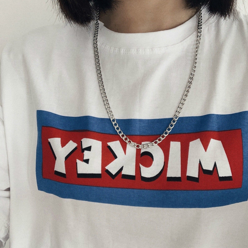 Kalung Rantai Simple Gaya Hip Hop Retro Untuk Pria/Wanita