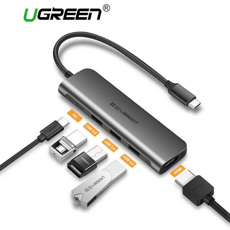 UGREEN USB Hub 3 Port USB Type C with HDMI - CM136-Gray