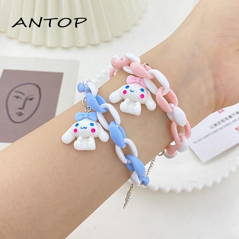 Gelang Desain Kartun Anjing Telinga Besar Warna Pink Biru Untuk Pasangan