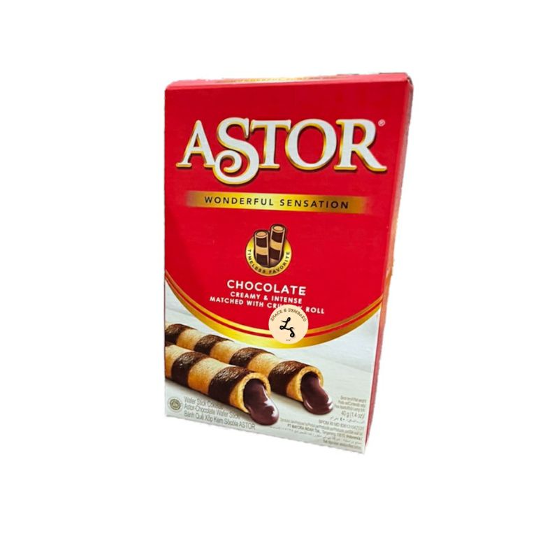 

ASTOR WAFER ROLL CHOCOLATE 40GR Makanan Wafer Coklat Biskuit MAYORA ASTOR 40GR