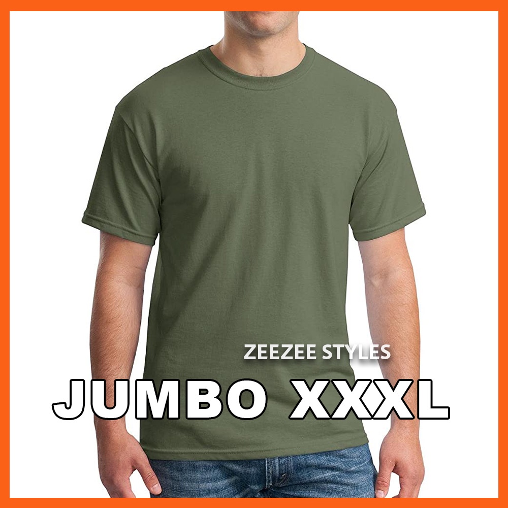 XXXL Baju Kaos Polos Pria Wanita Jumbo Lengan Pendek Katun Combed 30s Distro Original Hijau Army