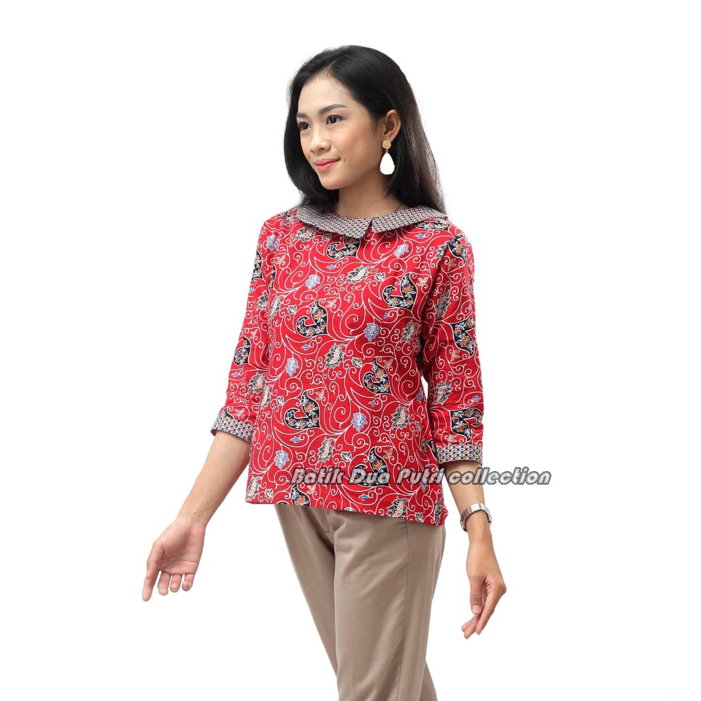 Batik Wanita Atasan Blouse Berkerah S-M-L-XL-XXL-3L-4L-5L