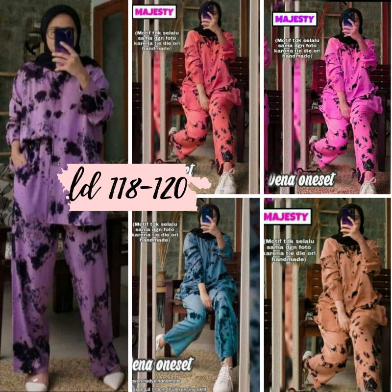 [BISA COD] Setelan Tie Dye One Set Rayon LD120 JUMBO