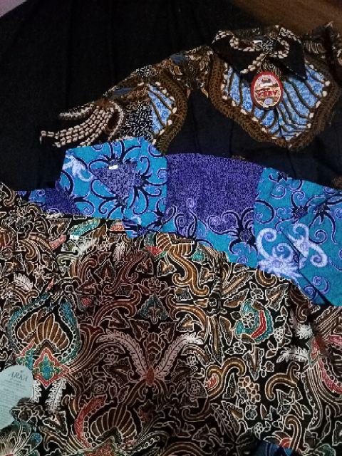 Madu Batik Hrb026 Kenongo Kemeja Hem Pendek Padi Pekalongan M L Xl Murah Keren Bati Pria Wajik Biru