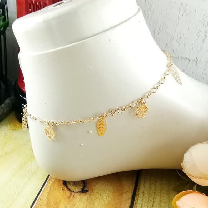 Gg0265 - Gelang Kaki Lapis Emas 18K Karat Model India Bohemian