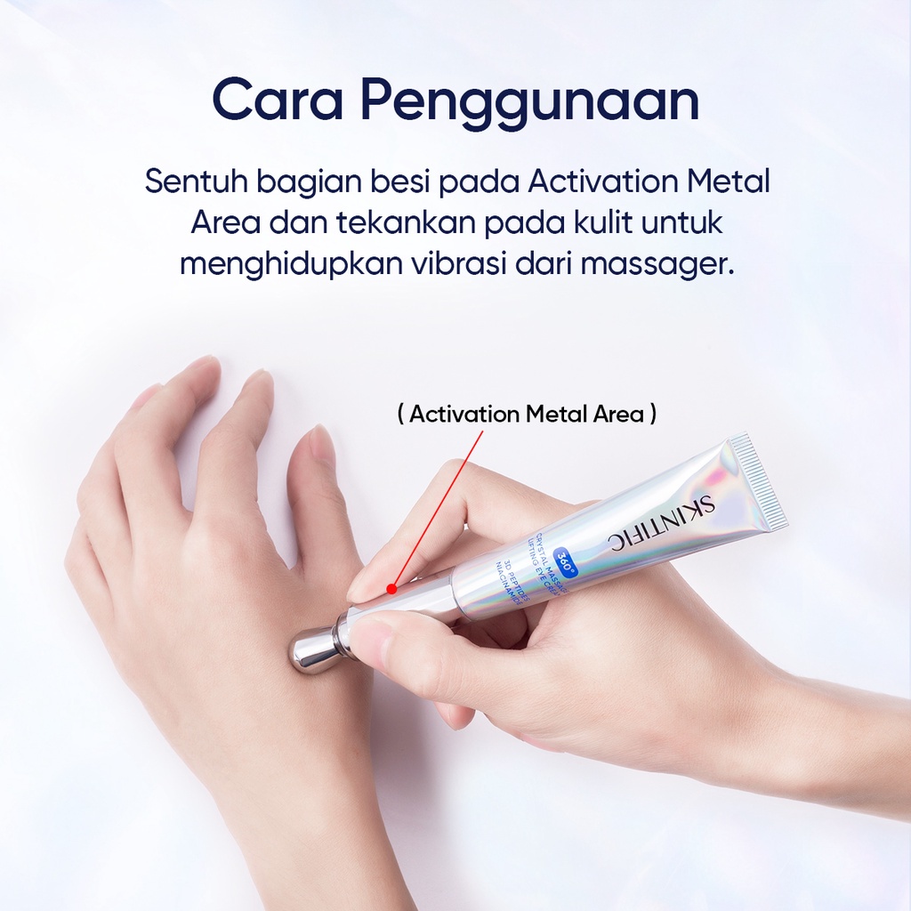 SKINTIFIC - 360 Crystal Massager Lifting Eye Cream Eye Gel Serum to Mengurangi Garis Halus Dan Kantong Mata with Niacinamide and Caffeine