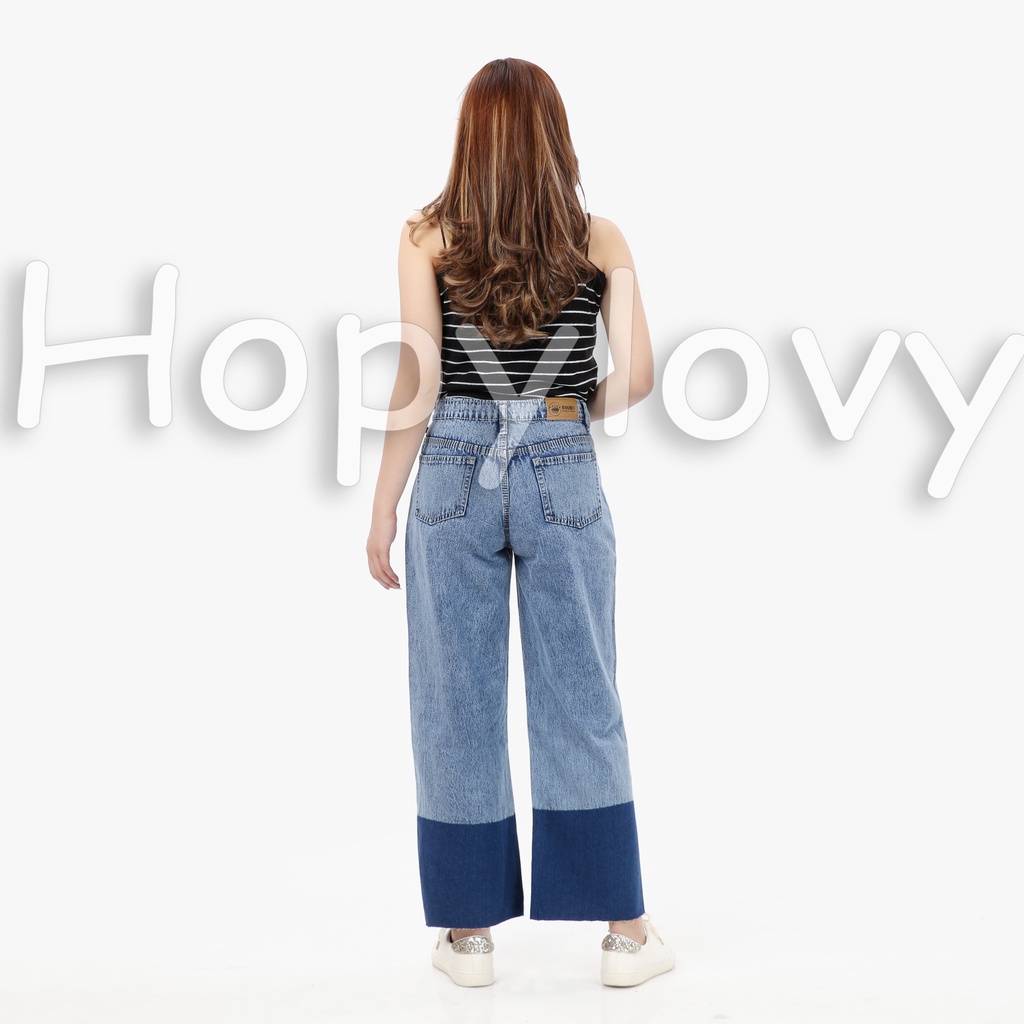 HOPYLOVY Celana Kulot Jeans Boyfriend Jeans Gradasi Ombre Unfinished Tavisha