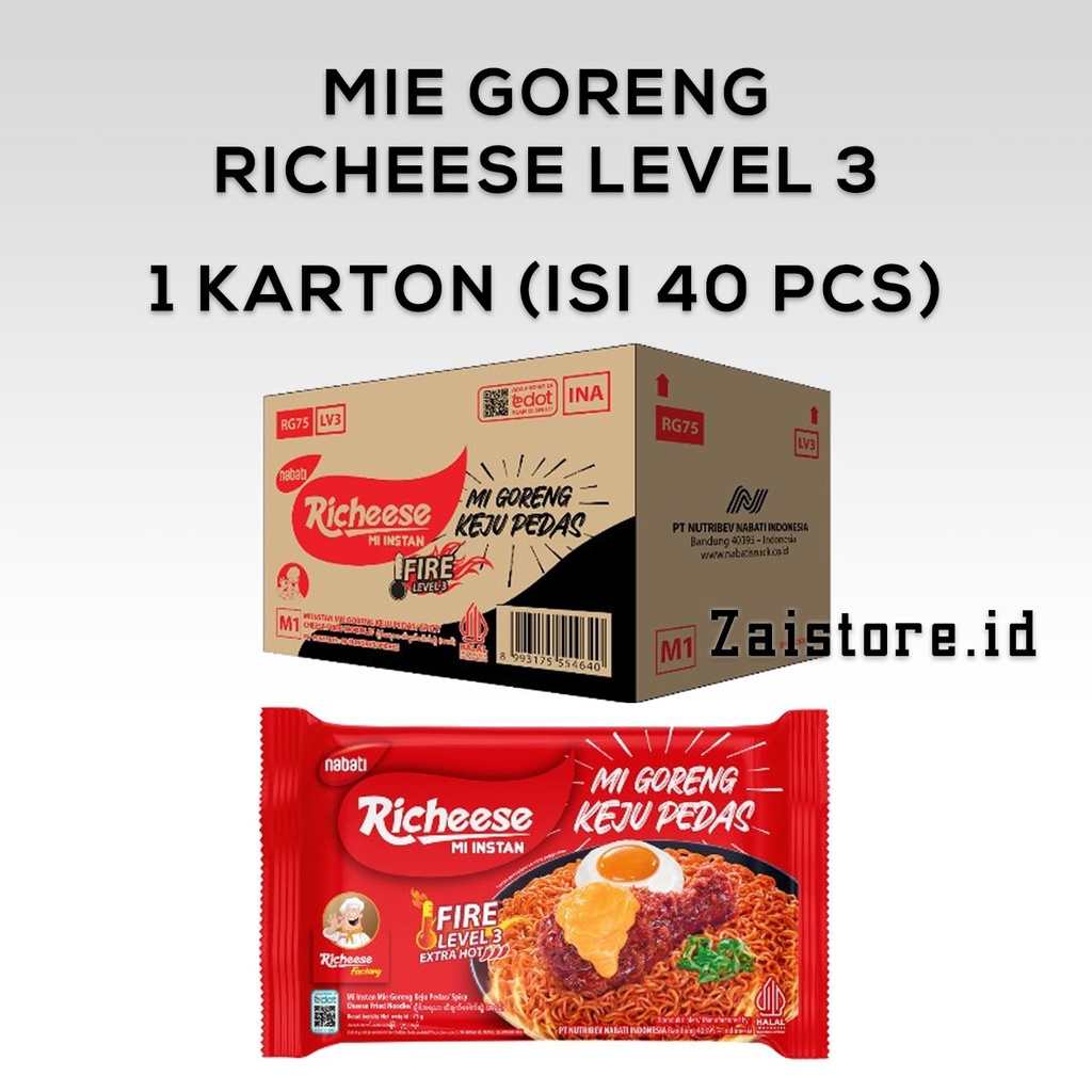 

Ready Richeese Mie Goreng Keju Level 3 (1 karton isi 40 pcs)