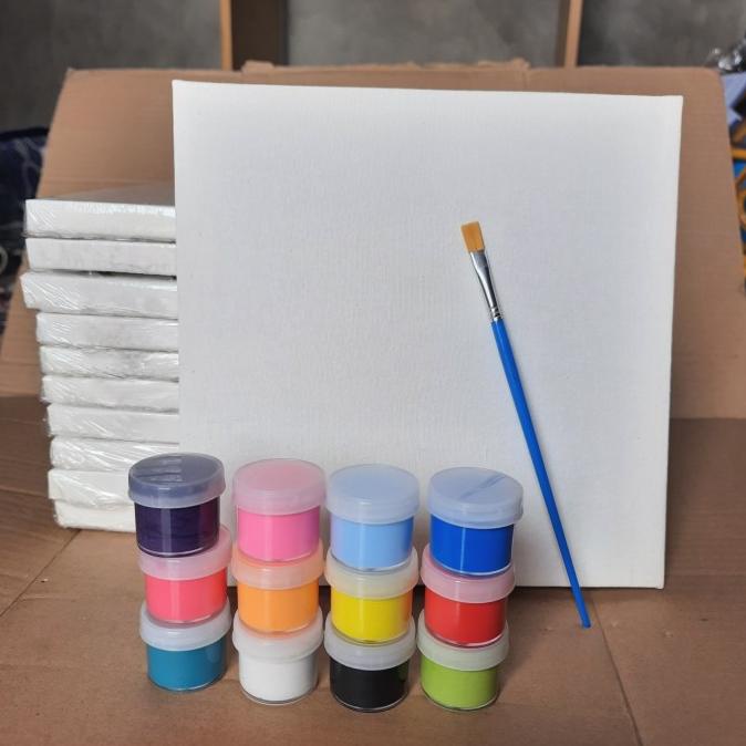 

[COD] kanvas lukis 20x20 paketan siap melukis anak tugas sekolah 10pcs + Cat BIG SALE Kode 996