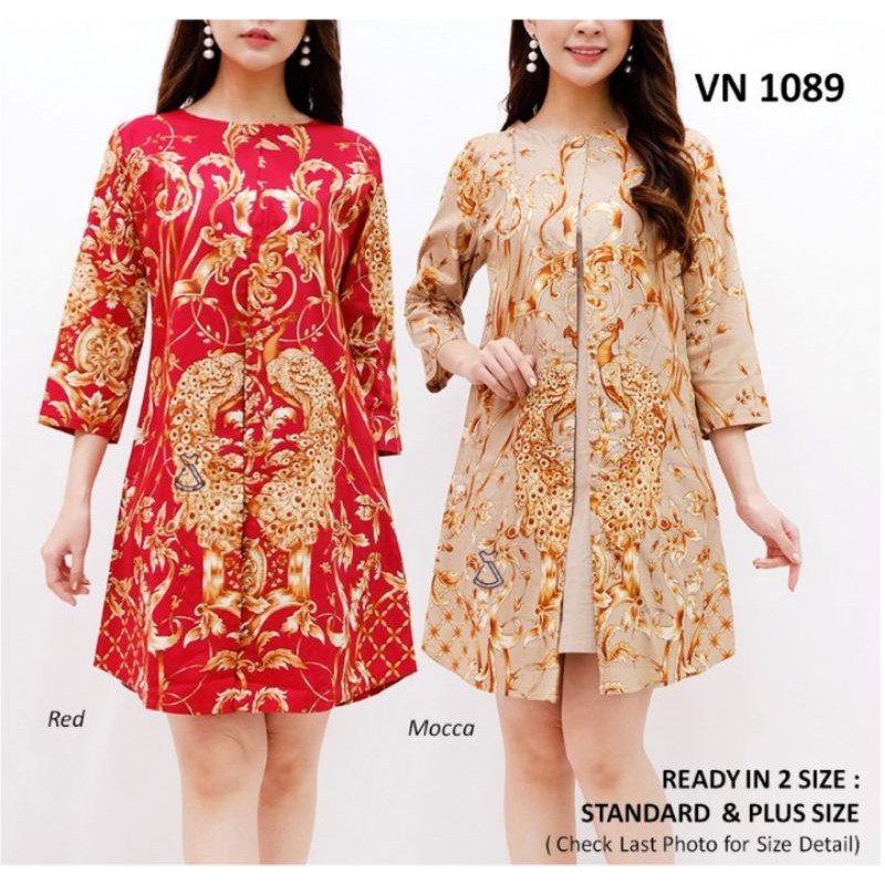 ARVN1089- DRESS BATIK KATUN STRETCH DRESS BATIK KANTOR DRESS BATIK PREMIUM