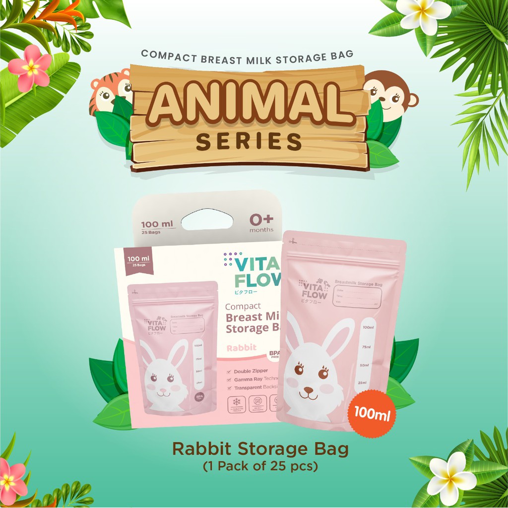 Vitaflow Kantong ASI Animal Series 100 ml - Breastmilk Storage 100ml