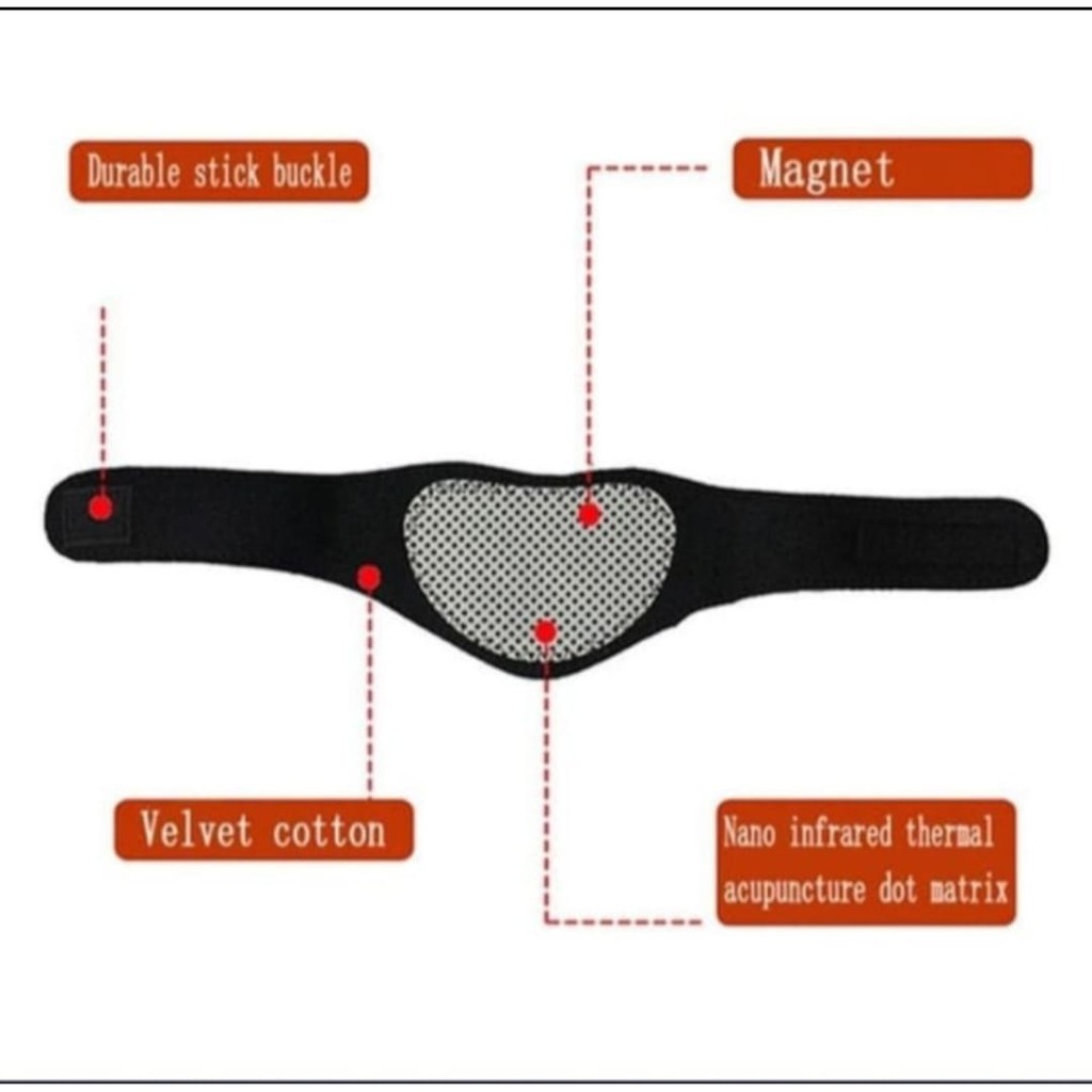 Sabuk Terapi Turmalin Pemanas Penghangat Leher Magnetic Self Heating