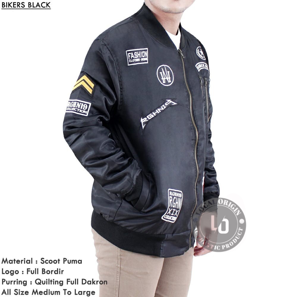 JAKET BOMBER PRIA PREMIUM BORDIR BIKERS ORIGINAL