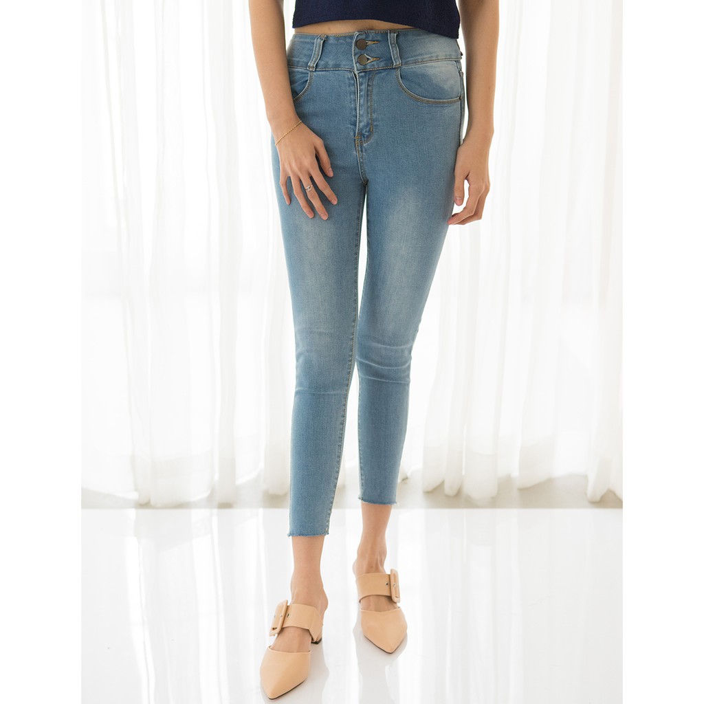 Yuan Market - Celena Jeans Ripped Bleach Hem Jamie Jeans