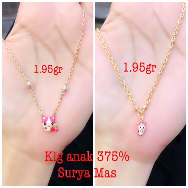 Kalung anak buah emas 375%