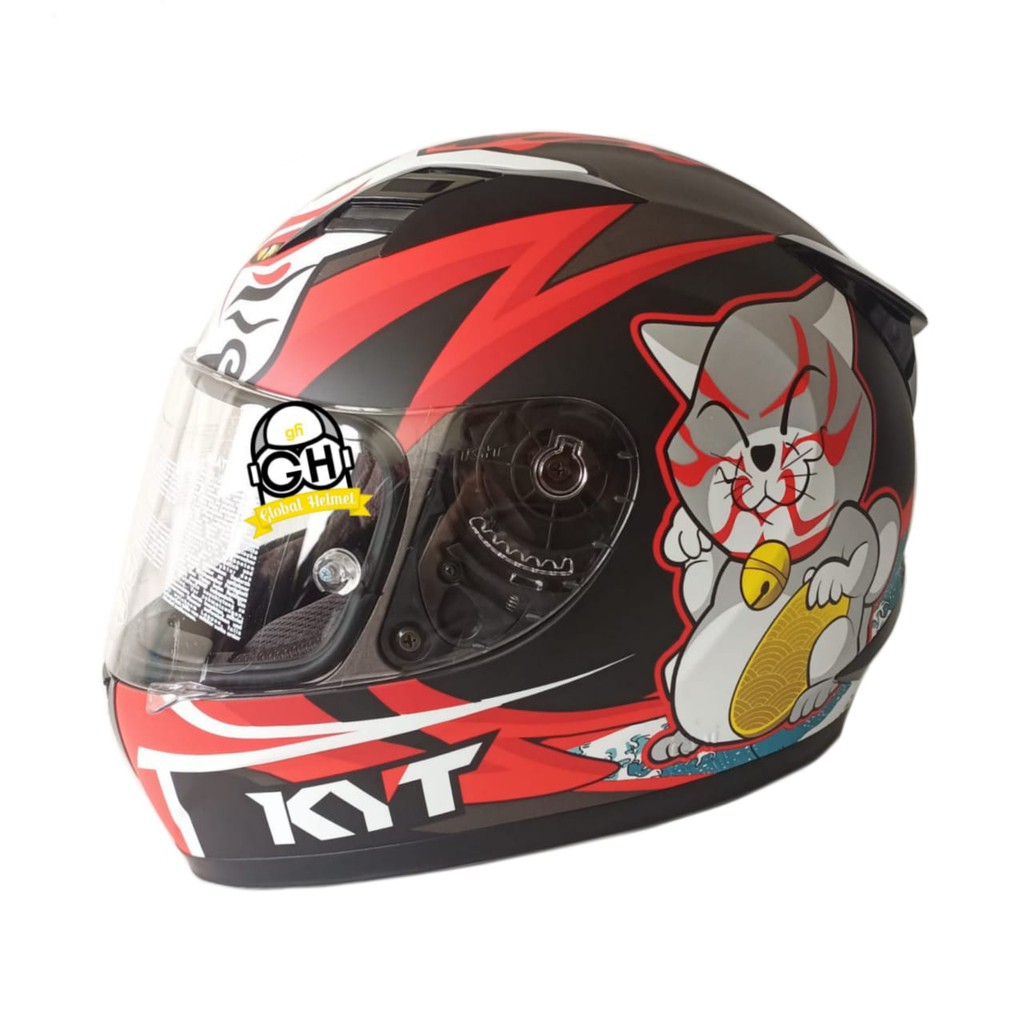 HELM KYT R10 KABUKI CAT GUNMATE MATT RED KYT R-10 FLAT &amp; PINLOCK READY KABUKI CAT GUNMATE MATT RED