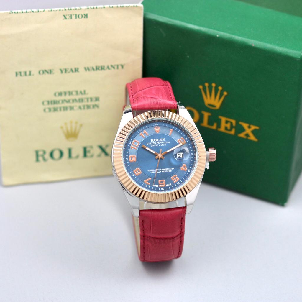 New Series-COD Jam Tangan Wanita Fashion ROLEX Strap Kulit Tanggal Active Plus Box Sesuai Foto 4Cm