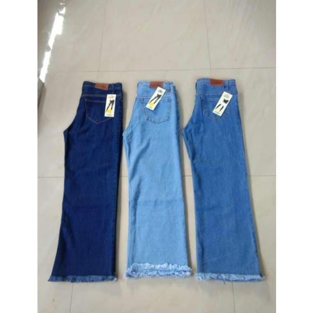 promo puncak [B8] Celana kulot jeans wanita rawis polos Boyfriend kulot rawis jeans highwaist COD ready stok-7