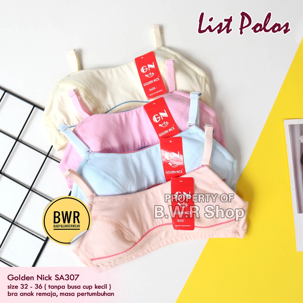 Bra Anak Golden Nick SA307 List Polos / Bh Anak Remaja Tanpa Busa Kawat Kat 2 GN SA 307 | Bwr