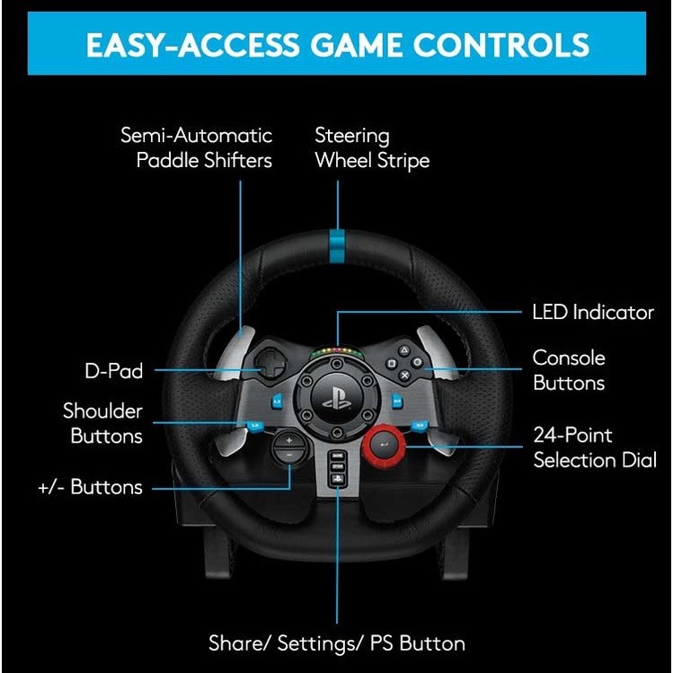 Logitech G29 Driving Force Racing Wheel and Pedal for PC, PS4 and PS5