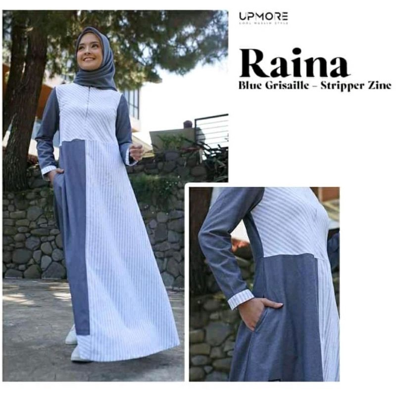 Baju Muslim Gamis Dewasa Mutif UPMORE RAINA BLUE GRISAILLE