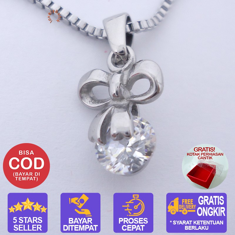 Lovelybutik Kalung Titanium Wanita Anti Karat Ribbon New Kalung Titanium Wanita Ukuran 45 cm