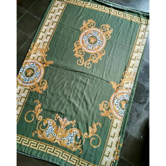 Kain maxmara panjang 2,5m motif versace hijau green gold