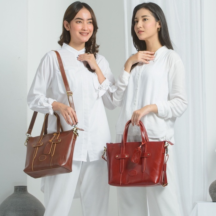 NEW !! TOTE BAG DAN SLING BAG WANITA BAHAN KULIT SAPI ASLI SHOPIE  / FREE GRAVIR NAMA DI GANTUNGAN TAS