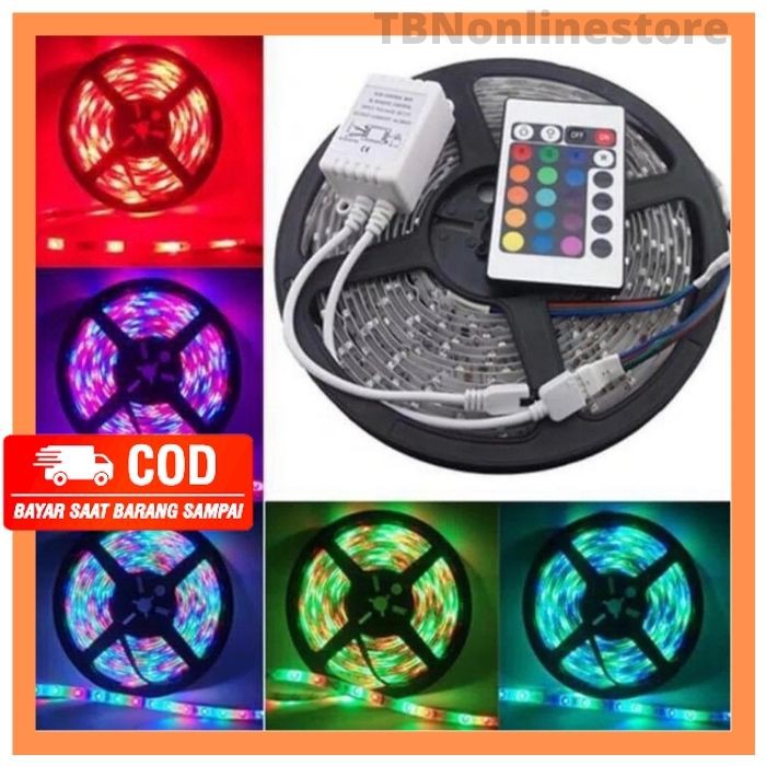 LAMPU LED STRIP RGB 5 Meter  - Lampu Hias Dinding Teras Tempel dengan remote