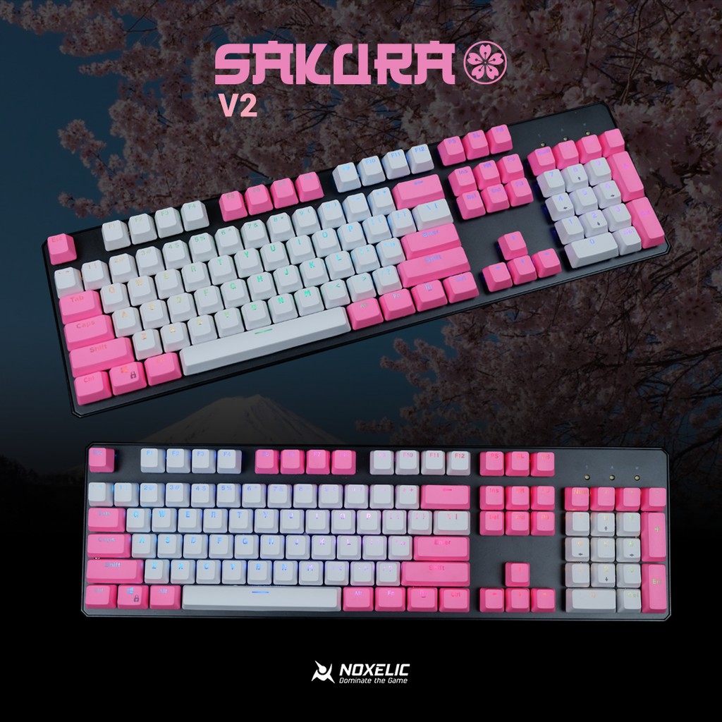 Noxelic Keycaps PBT Sakura - Double Shot 104 Keyset Custom