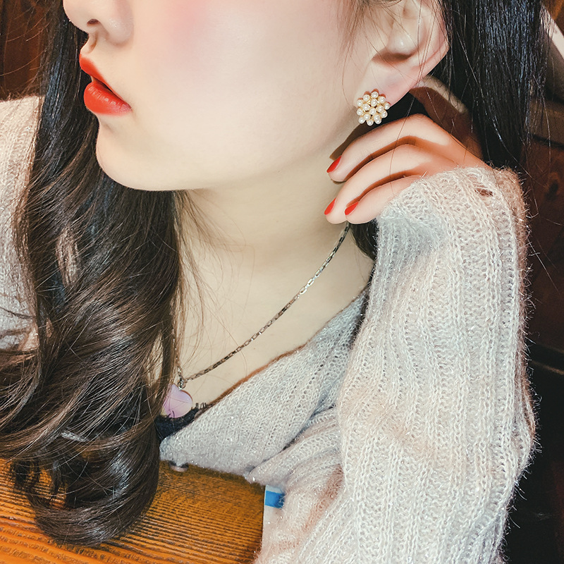 Anting Tusuk Sterling Silver 925 Desain Sarang Lebah Hias Mutiara Gaya Korea Untuk Wanita