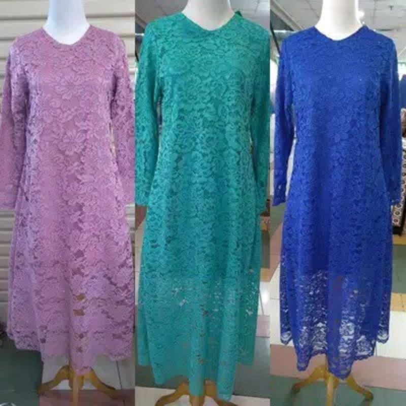 ( CUMA ATASAN YA ) KEBAYA TUNIK KURUNG BROKAT / HIJAU / PINK DUST / SILVER
