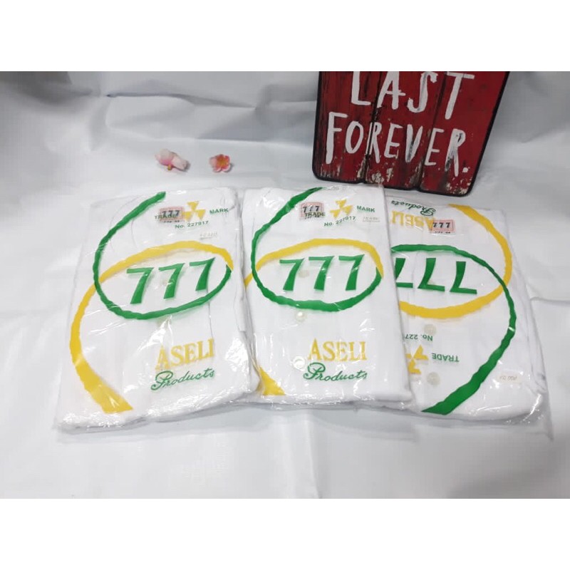 KAOS OBLONG PRIA 777 KANCING - BAHAN KATUN - PUTIH