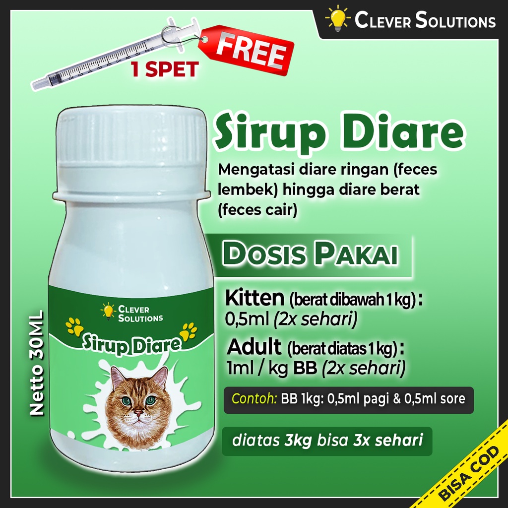 SIRUP DIARE Obat Sirup Diare Mencret Ampuh Anti Diare dan Mencret Kucing by Clever Solutions Primacat Furyou