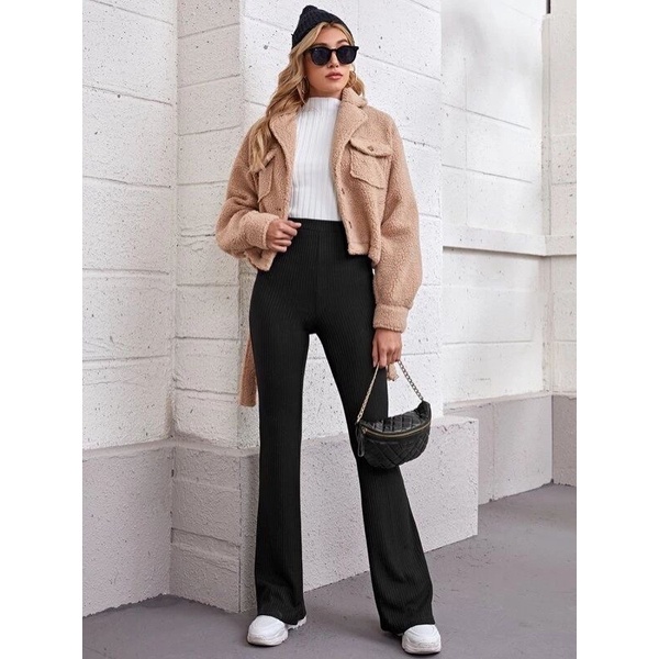 BECCA ribbed pants // legging kulot knit trousers straight wide leg