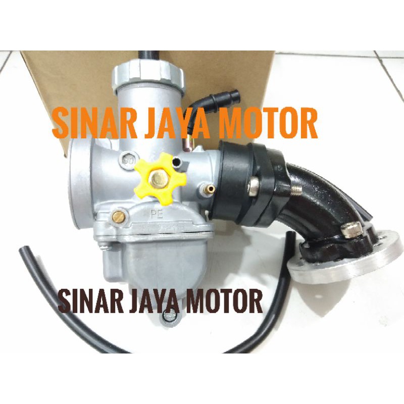 Paket Murah Karburator Pe 24. 26. 28. + Intake Manifold Karet Intek Leher Angsa Manipol Putar