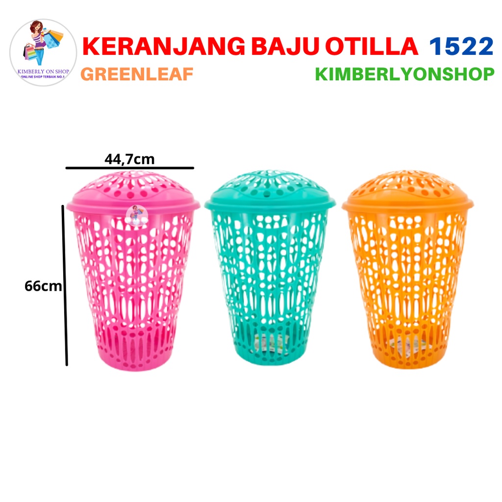 Keranjang Pakaian Baju Laundry Basket Plastik Otilla 1522 Green Leaf