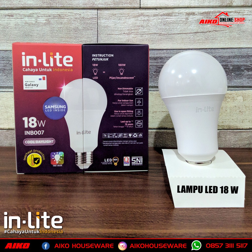 LAMPU LED INLITE 18 WATT DENGAN SAMSUNG LED INSIDE ORIGINAL