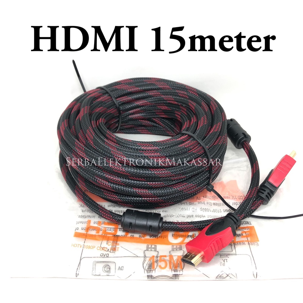 Kabel HDMI 15m HDMI Male to HDMI Male Kepang Merah 15Meter