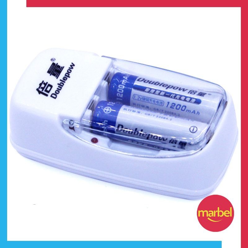 Paket Komplit 2 Baterai Cas AA 1200mAh Dan Charger 2 Slot AA AAA