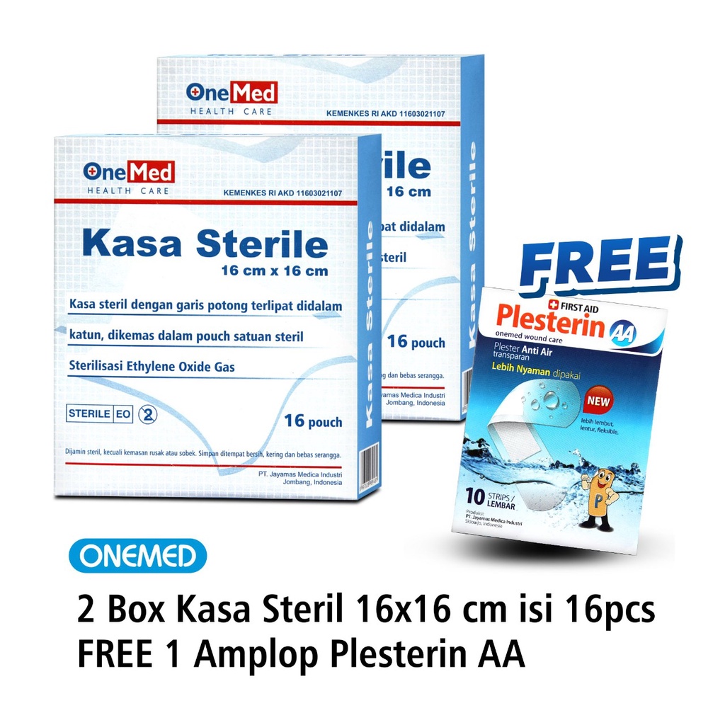 Kasa Steril 16x16cm KS B16 Onemed 2 Box Free Plesterin AA Amplop Isi 5